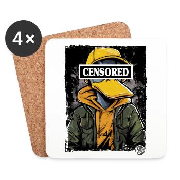 Streetwear hoodie censored duck - Coasters (set of 4) - white - Front