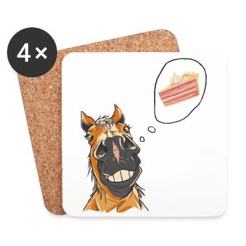 Horse Horse Pony Birthday Birthday Cake - Coasters (set of 4) - white - Front