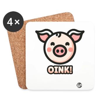 Kleines Schweinchen das Oink Schwein - Untersetzer (4er-Set) - Weiß - Vorne