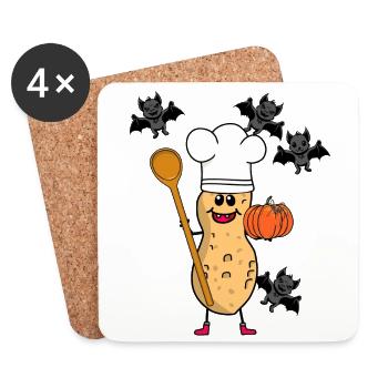 Peanut Cook Cuisiniers Cuisinier Automne Halloween - Dessous de verre (lot de 4) - blanc - Devant