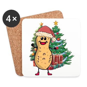 Cacahuète Arbre de Noël Noël Enfant Enfants Noix - Dessous de verre (lot de 4) - blanc - Devant