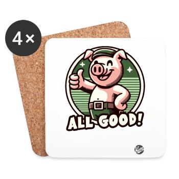 Pouce en l’air, tout va bien se passer cochon - Dessous de verre (lot de 4) - blanc - Devant
