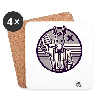 Thumbs down from the refusing donkey - Coasters (set of 4) - white - Front