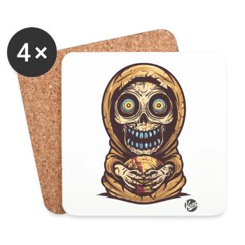 Matroschka Zombie Skelett Totenkopf - Untersetzer (4er-Set) - Weiß - Vorne