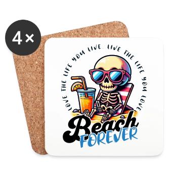 Plage Forever Skeleton Soleil d’été - Dessous de verre (lot de 4) - blanc - Devant