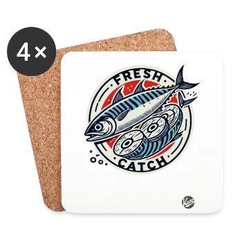 Makrelenfilet – frischer Fisch frisch gefangen - Untersetzer (4er-Set) - Weiß - Vorne