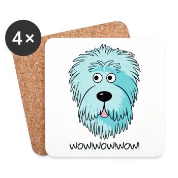 Pleurage! Chien Candy Doodle coloré - Dessous de verre (lot de 4) - blanc - Devant