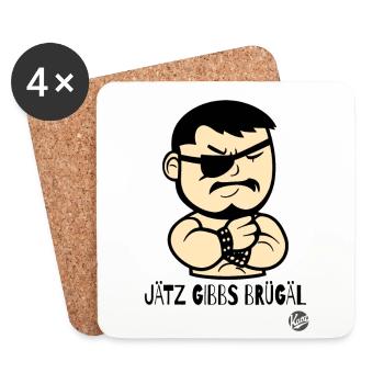 Jetzt gibt es Haue mit dem kleinen Wrestler - Untersetzer (4er-Set) - Weiß - Vorne