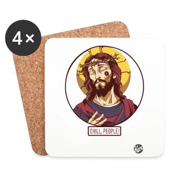 Jésus calme dit : Détendez-vous, les gens - Dessous de verre (lot de 4) - blanc - Devant