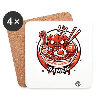 Japanischer Ramen Eier Speck und Schweinefleisch - Untersetzer (4er-Set) - Weiß - Vorne
