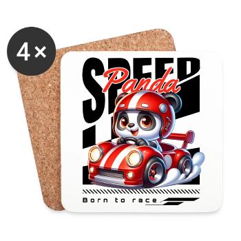 Course de Panda de vitesse - Dessous de verre (lot de 4) - blanc - Devant
