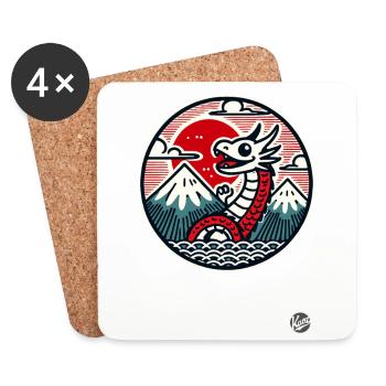 Lustiger Chinesischer Drache - Untersetzer (4er-Set) - Weiß - Vorne