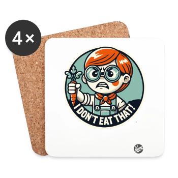 Toddler with carrot, I don't eat that - Coasters (set of 4) - white - Front