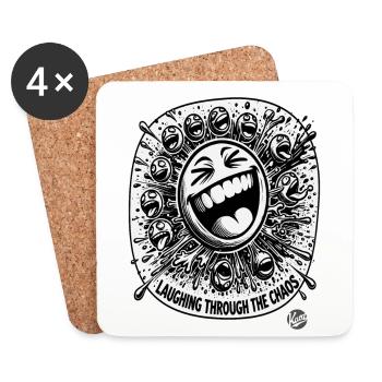 Laughing through the chaos - Coasters (set of 4) - white - Front