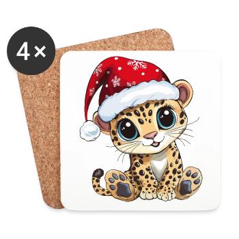 Léopard Noël Mignon Noël mignon - Dessous de verre (lot de 4) - blanc - Devant