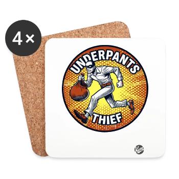Vol de sous-vêtements chez le voleur - Dessous de verre (lot de 4) - blanc - Devant