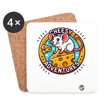 Cheese Adventure of a Mouse - Coasters (set of 4) - white - Front