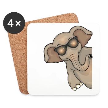Lustiger Elefant Geschenk Kinder Elefant - Untersetzer (4er-Set) - Weiß - Vorne
