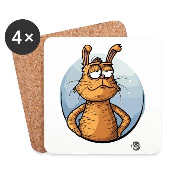 Lapin de dessin animé cool - Dessous de verre (lot de 4) - blanc - Devant