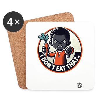 Little boy with carrot, I don't eat that! - Coasters (set of 4) - white - Front