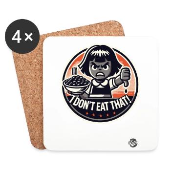 Little girl with beans, I don't eat that! - Coasters (set of 4) - white - Front