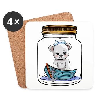 Teddy Bear Teddy Boot Boats Maritime Kids - Dessous de verre (lot de 4) - blanc - Devant