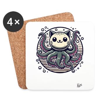 Octopus Octopus Cat - Coasters (set of 4) - white - Front