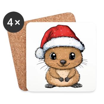 Quokka Noël Doux Mignon Noël Noël - Dessous de verre (lot de 4) - blanc - Devant
