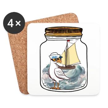 Matrose Möwe Segelschiff Ahoi - Untersetzer (4er-Set) - Weiß - Vorne