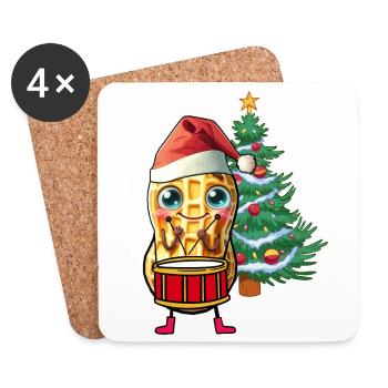 Peanut Gnome Gnome Drum Christmas Santa - Coasters (set of 4) - white - Front
