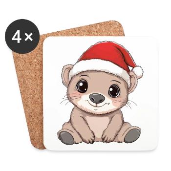 Wombat Weihnachten Süß Niedlich Xmas Weihnachtlich - Untersetzer (4er-Set) - Weiß - Vorne