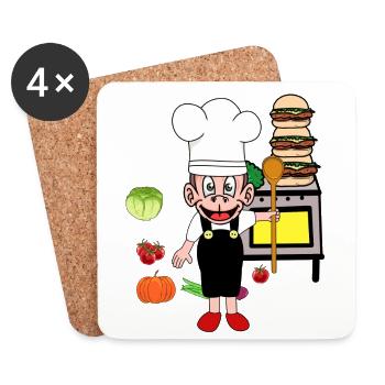 Monkey Kitchen Cook Cooks Cooks Culinary Arts - Coasters (set of 4) - white - Front