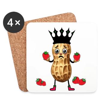 King Peanut Strawberry Fruit Fruits Berries Fruit - Coasters (set of 4) - white - Front