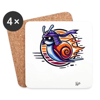 Japanese Samurai Turbo Snail - Coasters (set of 4) - white - Front