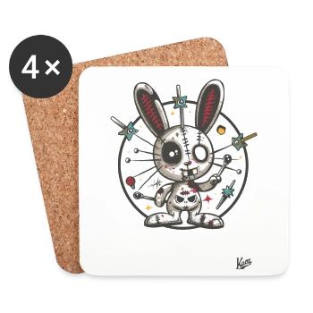 Verrückter Lustiger Voodoo-Hase - Untersetzer (4er-Set) - Weiß - Vorne