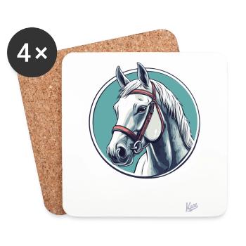 A white horse, a white horse - Coasters (set of 4) - white - Front