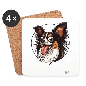 Petit Papillon mignon et drôle - Dessous de verre (lot de 4) - blanc - Devant