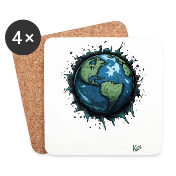 Planète Terre - Dessous de verre (lot de 4) - blanc - Devant