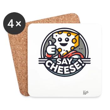 Swiss cheese with thumbs up - Coasters (set of 4) - white - Front