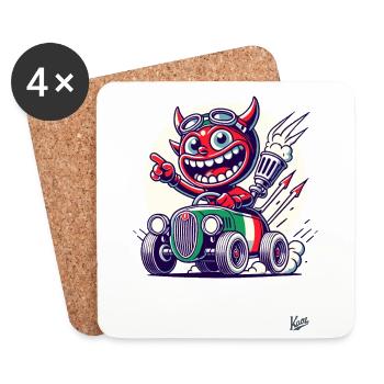 Petit diable de voiture italien - Dessous de verre (lot de 4) - blanc - Devant