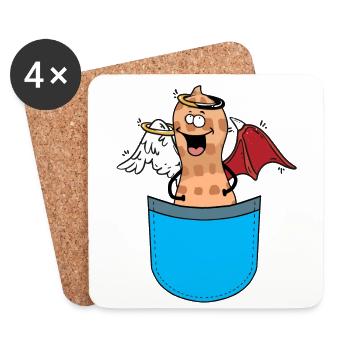 Peanut Angel Devilchin Occult Spiritual - Coasters (set of 4) - white - Front
