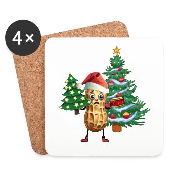 Noël Père Noël Cacahuète Père Noël Enfant Noël - Dessous de verre (lot de 4) - blanc - Devant