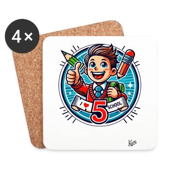 Cheerful schoolboy "I love school" - Coasters (set of 4) - white - Front