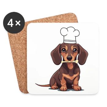 Dachshund Dog Cooks Cook Cook Cook Dogs - Coasters (set of 4) - white - Front