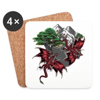 Fantasy Dragon Mythical Creature Dragon Fairy Tale Child - Coasters (set of 4) - white - Front