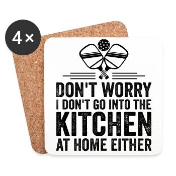 Don't Worry I Don't Go Into The Kitchen - Dessous de verre (lot de 4) - blanc - Devant