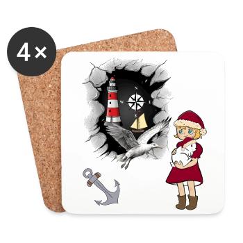 Maritim Nikolaus Weihnachten Seemann Seefahrt Kind - Untersetzer (4er-Set) - Weiß - Vorne