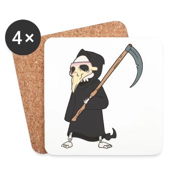 Halloween Mittelalter Pest Sensenmann - Untersetzer (4er-Set) - Weiß - Vorne