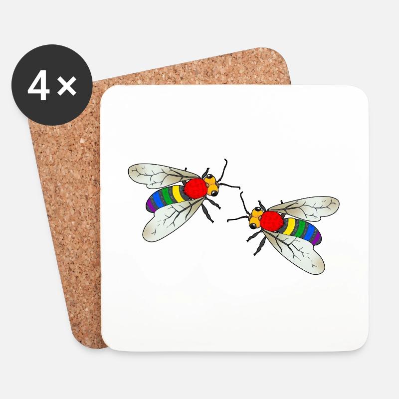 LGBT Biene Wespe Gay Pride Regenbogenfahne - Untersetzer (4er-Set) - Weiß
