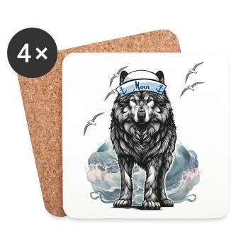 Chien maritime Chiens loup Marin Moin Ahoy - Dessous de verre (lot de 4) - blanc - Devant
